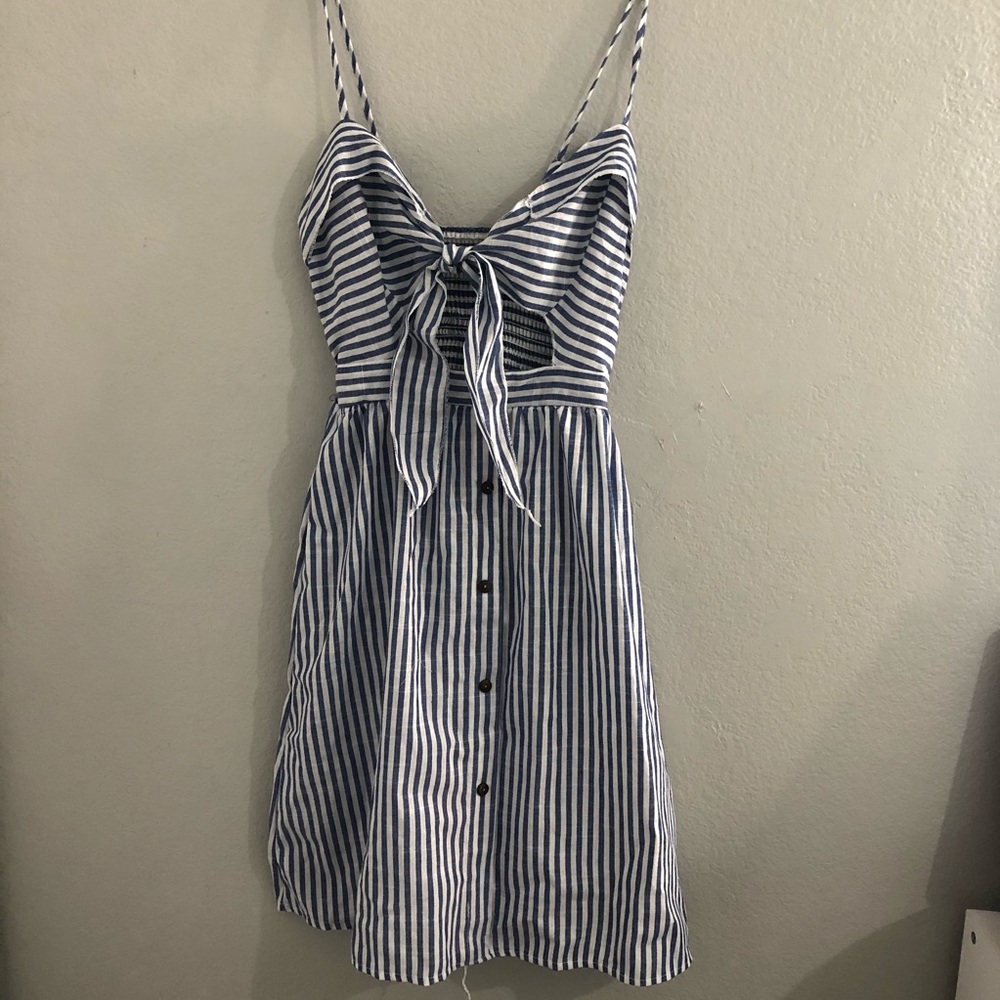Blue and White Striped Mini Summer dress